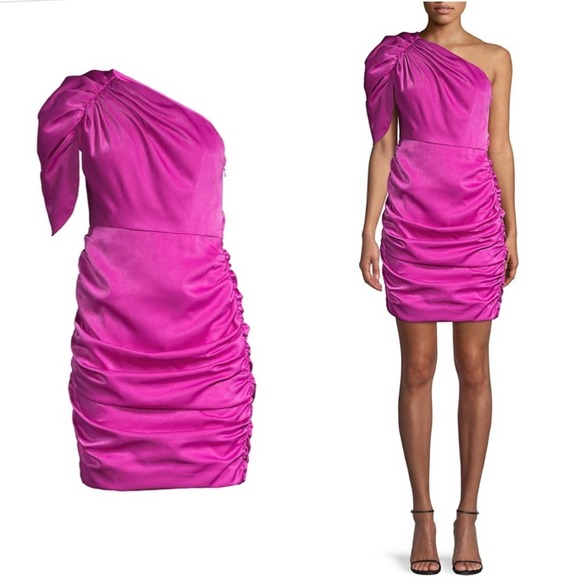 Aidan Mattox Dresses & Skirts - Aidan Mattox Draped One Shoulder Dress Pink Size 6 NWT